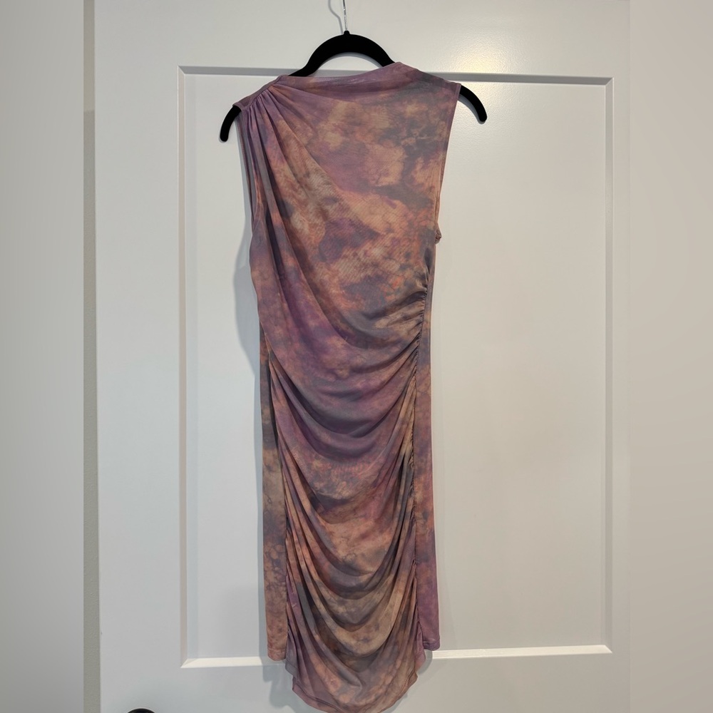 Zara One Shoulder Dress space Dye Purple and Pink Lined Mesh